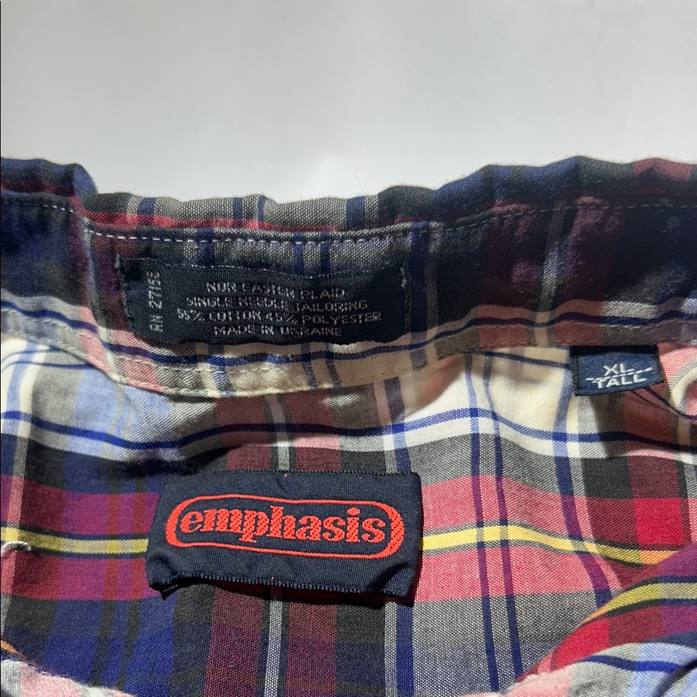 Emphasis - Men's Plaid Shirt - Red, Blue, and White - XL Tall - Picture 2 of 2